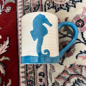 Blue and White Seahorse Mug